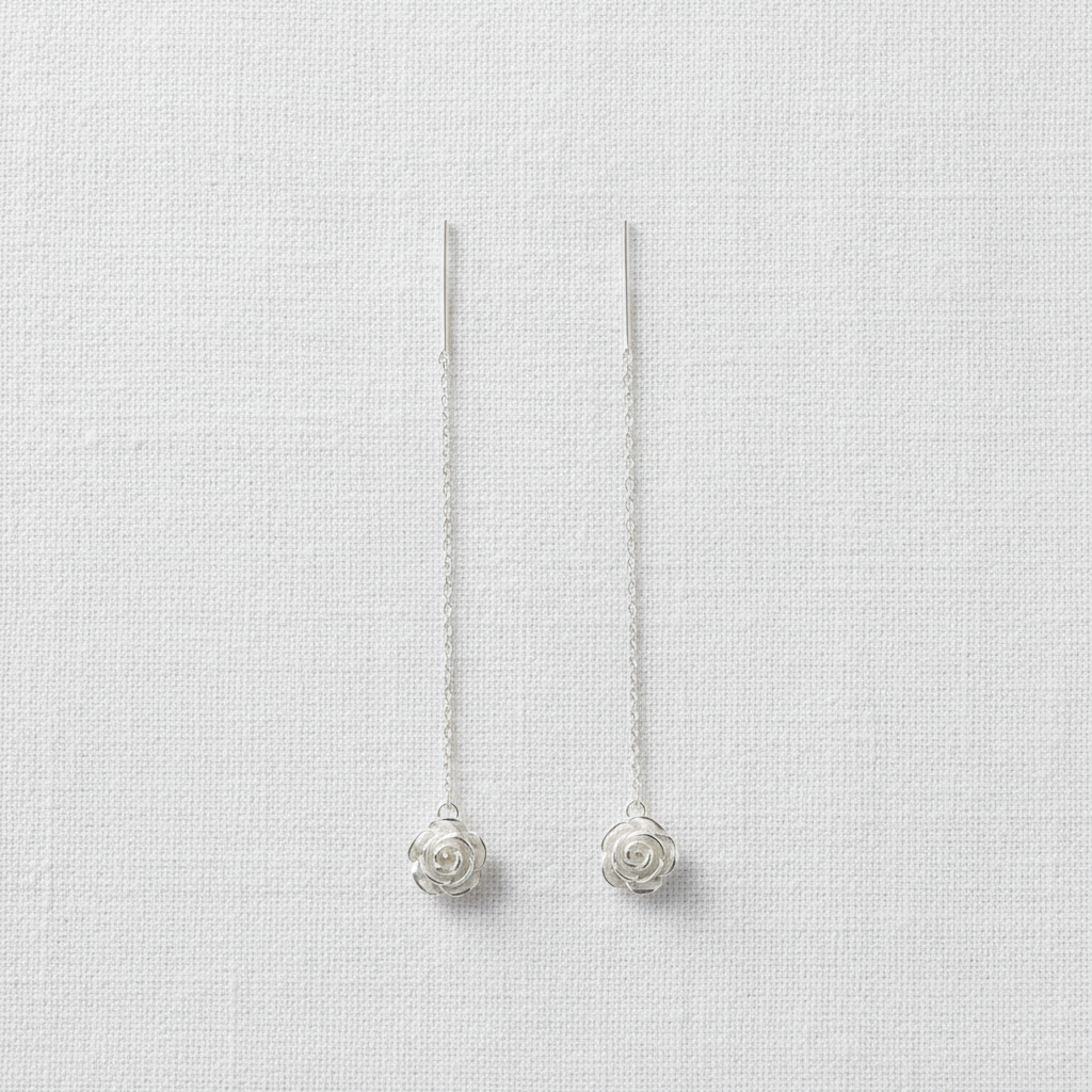 Rose Flower - Tassel Drop Earrings