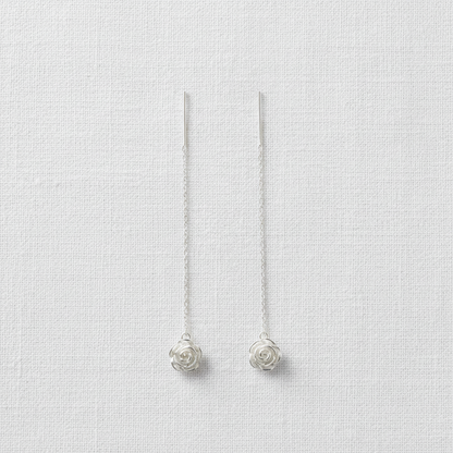 Rose Flower - Tassel Drop Earrings