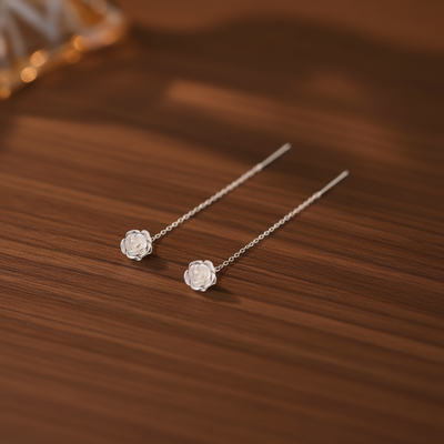 Rose Flower - Tassel Drop Earrings