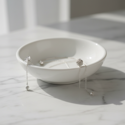 Rose Earrings - Marble